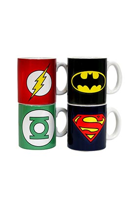 SET 4 MINI TAZAS CAFE CERAMICA LOGOS DC COMICS