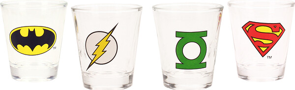 SET 4 MINI VASOS LOGOS DC COMICS