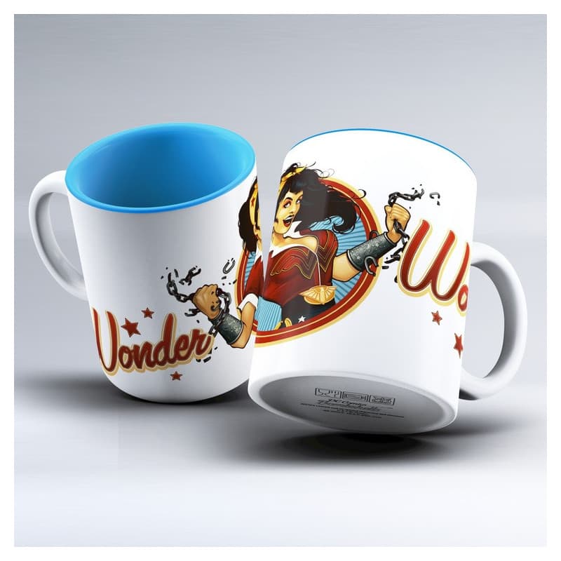 WONDER WOMAN CADENA TAZA BLANCA-AZUL CERAMICA UNIV
